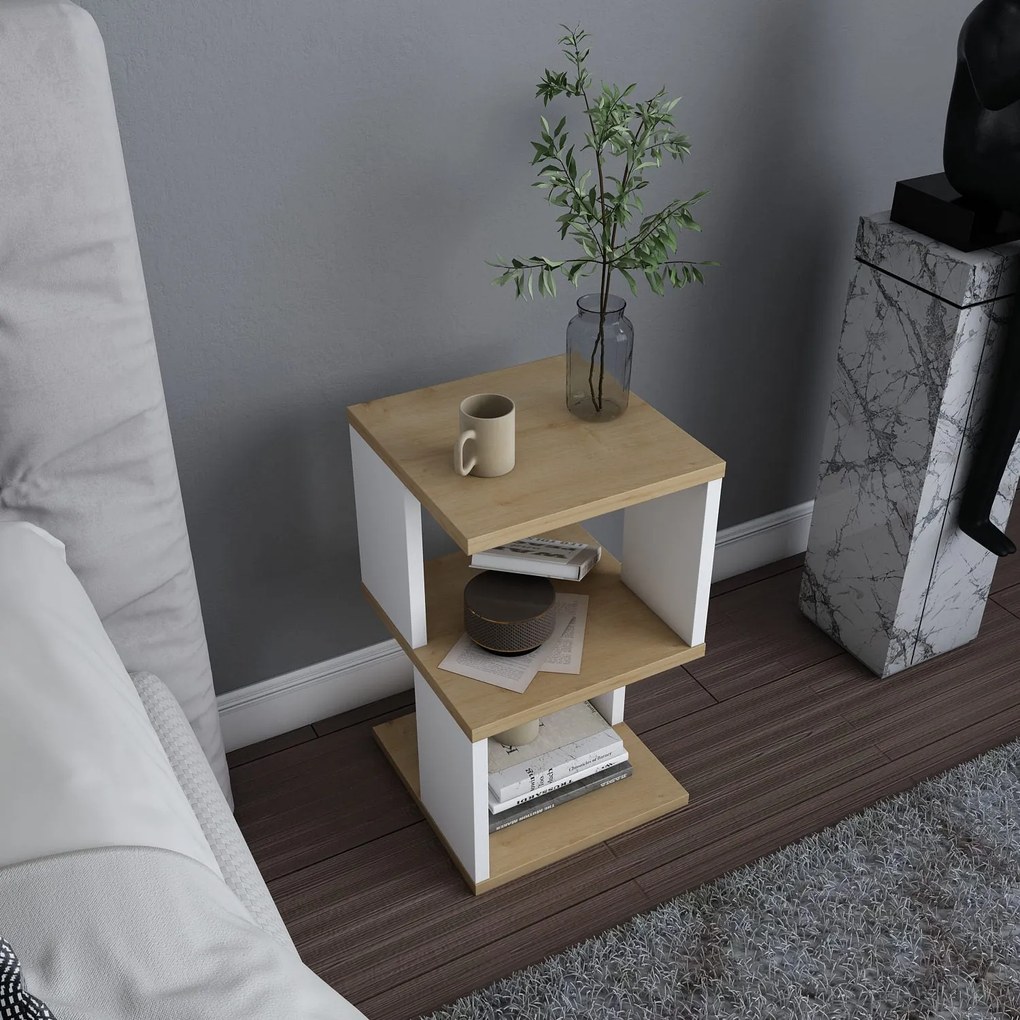 Mesa de Cabeceira Carter – Carvalho Branco – 29,6x29,6x49,4 cm