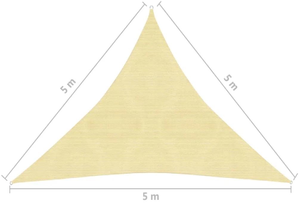 Guarda-sol HDPE triangular 5 x 5 x 5 m bege