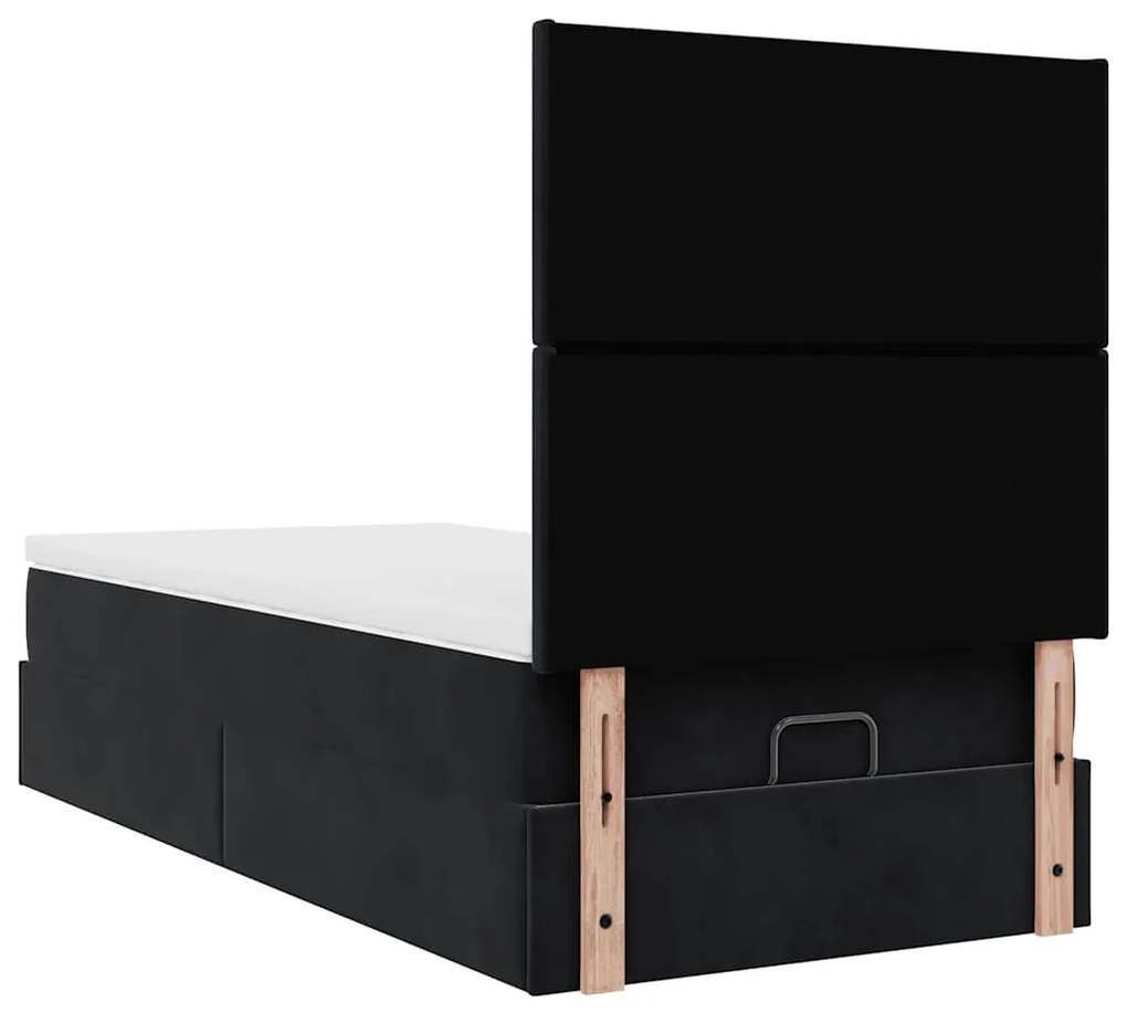 Estrutura de cama otomana vidaXL com colchões preto 100x200cm Veludo