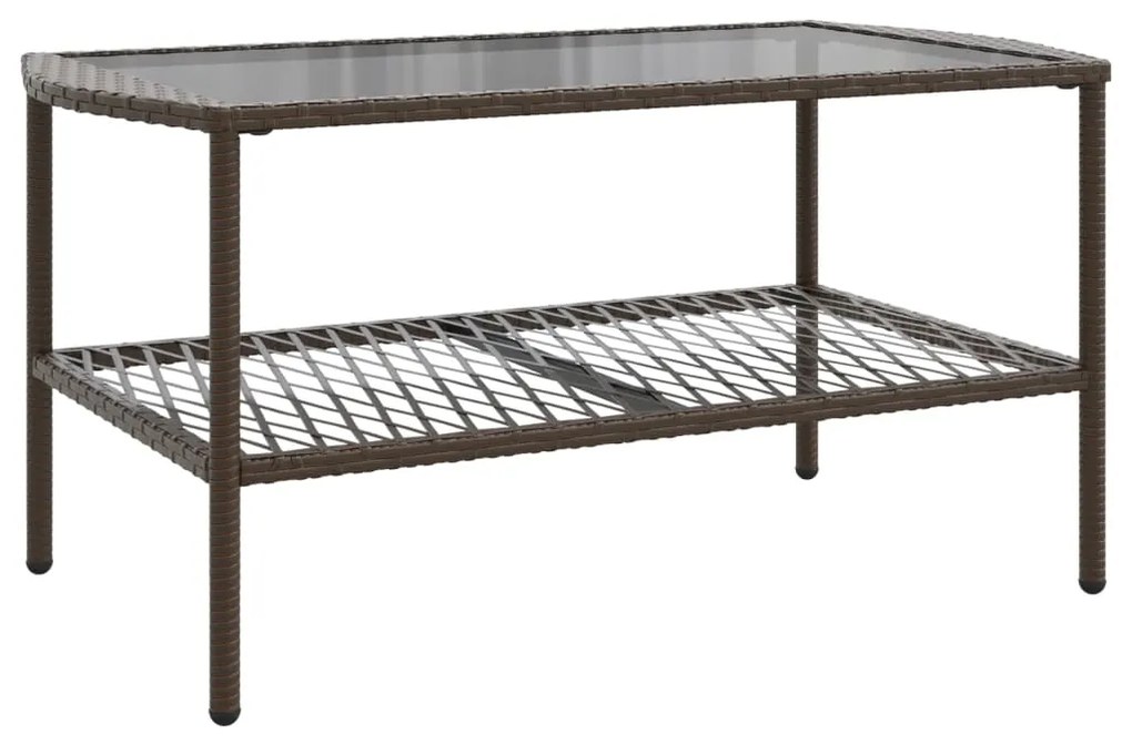 4 pcs conjunto sofás de jardim c/ almofadões vime PE castanho