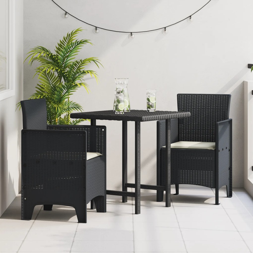 vidaXL Cadeiras de Jardim com Almofadas 2 pcs Antracite Rattan Plástico