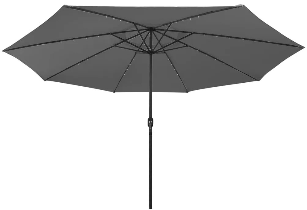 Guarda-sol de jardim com luzes LED 400 cm antracite