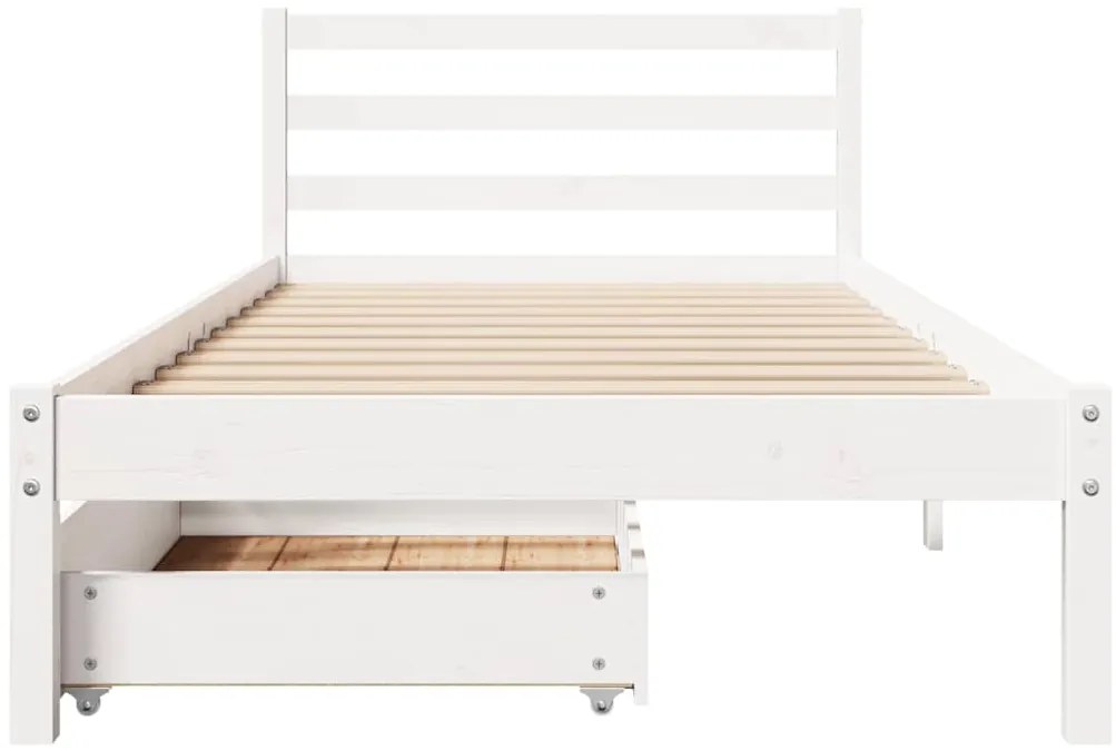 Cama sem colchão 75x190 cm madeira de pinho maciça branco