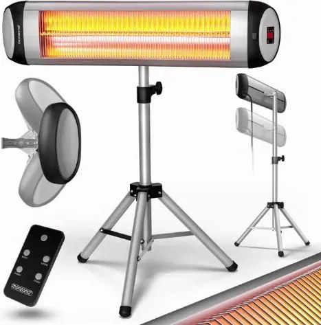 Aquecedor de exterior 2500 W, infravermelho, de pé Prateado