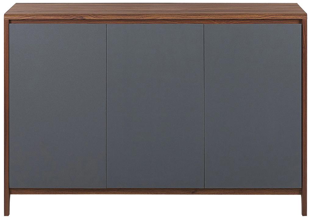 Aparador com 3 portas cor de madeira escura com cinzento MEDFORT Beliani