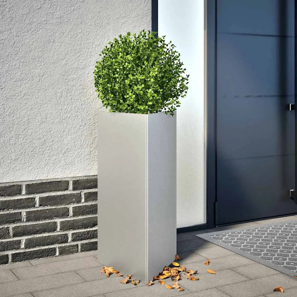 vidaXL Vaso/floreira de jardim triangular 40x40x75 cm aço galvanizado