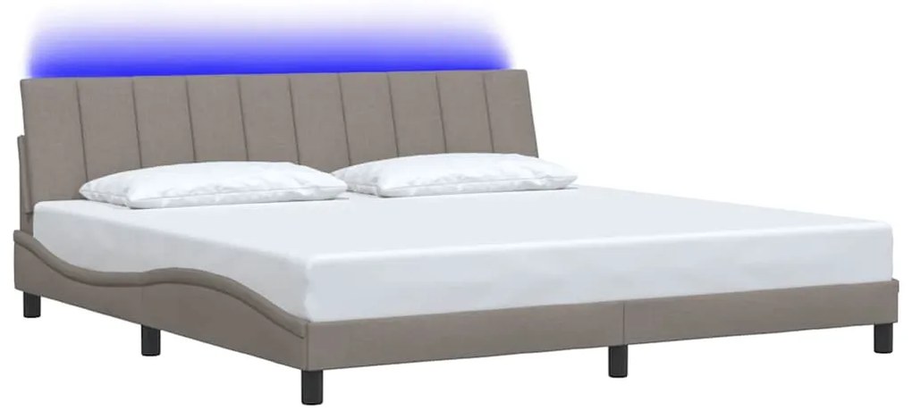 Cama sem colchão 200x200 cm tecido cinzento-acastanhado