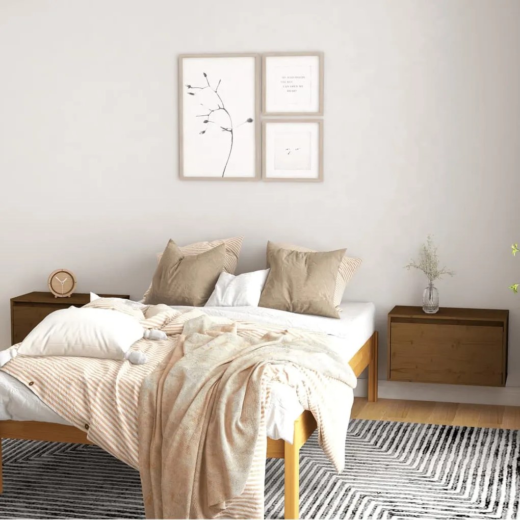 813452 vidaXL Armários de parede 2 pcs 60x30x35 cm pinho maciço castanho mel