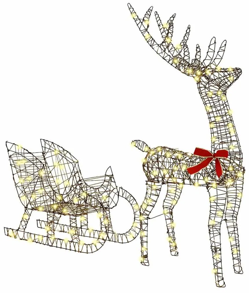 vidaXL Trenó Puxado por Rena Branco quente 70 x 26 x 129 cm Vime