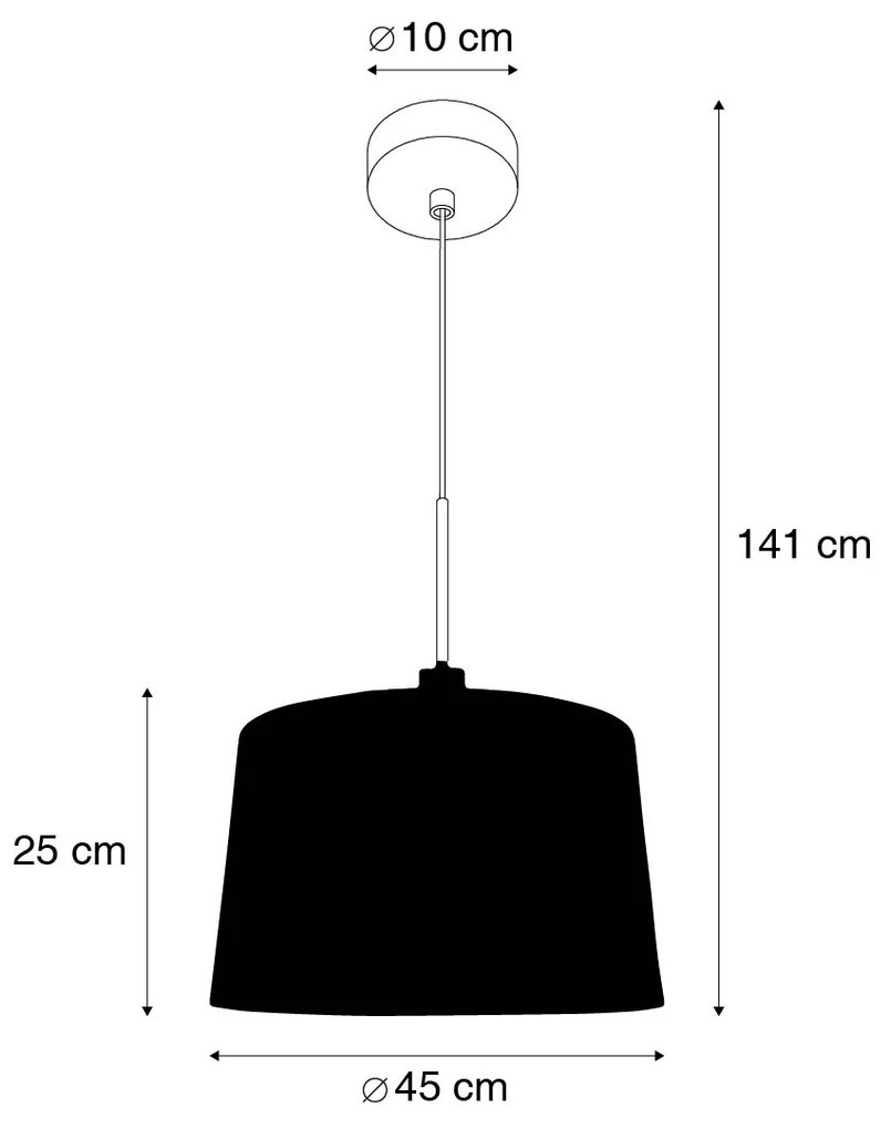 Candeeiro de suspensão moderno preto com abajur 45 cm branco - Combi 1 Design,Moderno