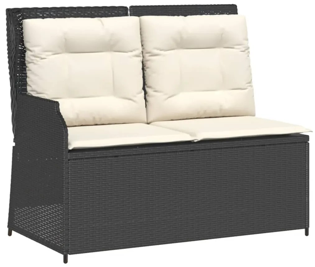 4 pcs conjunto lounge de jardim c/ almofadões vime PE preto