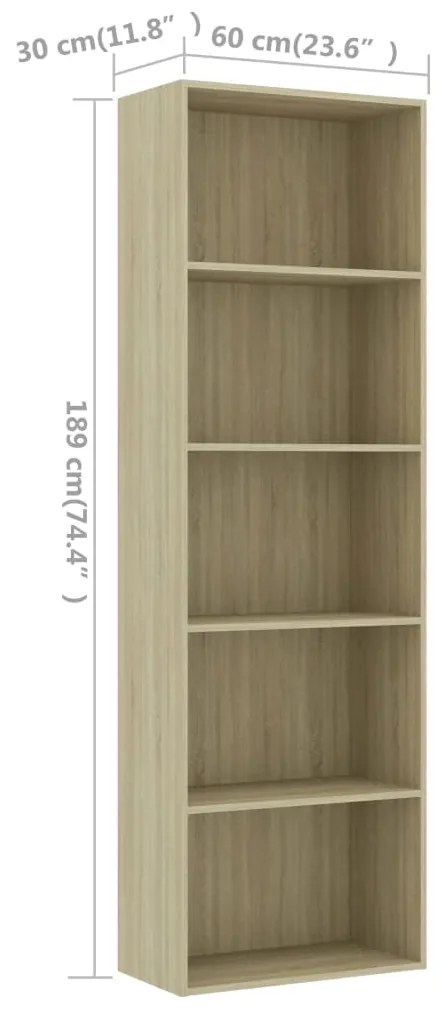 Estante c/ 5 prateleiras 60x30x189cm contraplacado cor carvalho