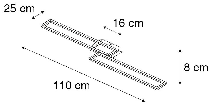 Candeeiro de teto retangular em aço 3-níveis de intensidade - Plazas Novo