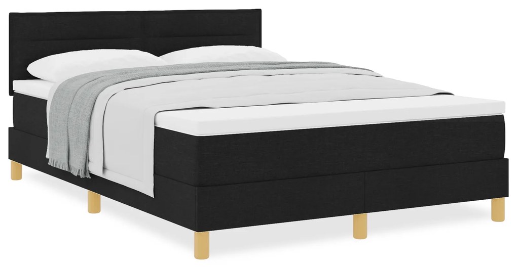 Cama Box Spring com Colchão Preto 160x200 cm Tecido