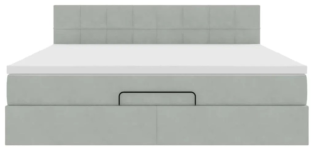 Estrutura de cama otomana com colchão 160x200 cm cinzento claro