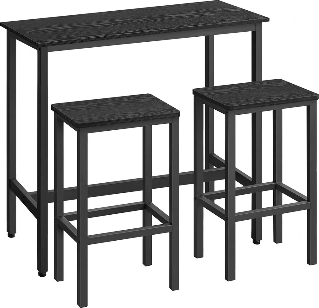Conjunto de mesa de bar com 2 bancos de bar Preto