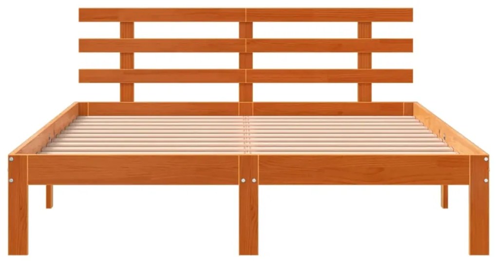 Cama sem colchão 140x190 cm pinho maciço castanho-mel