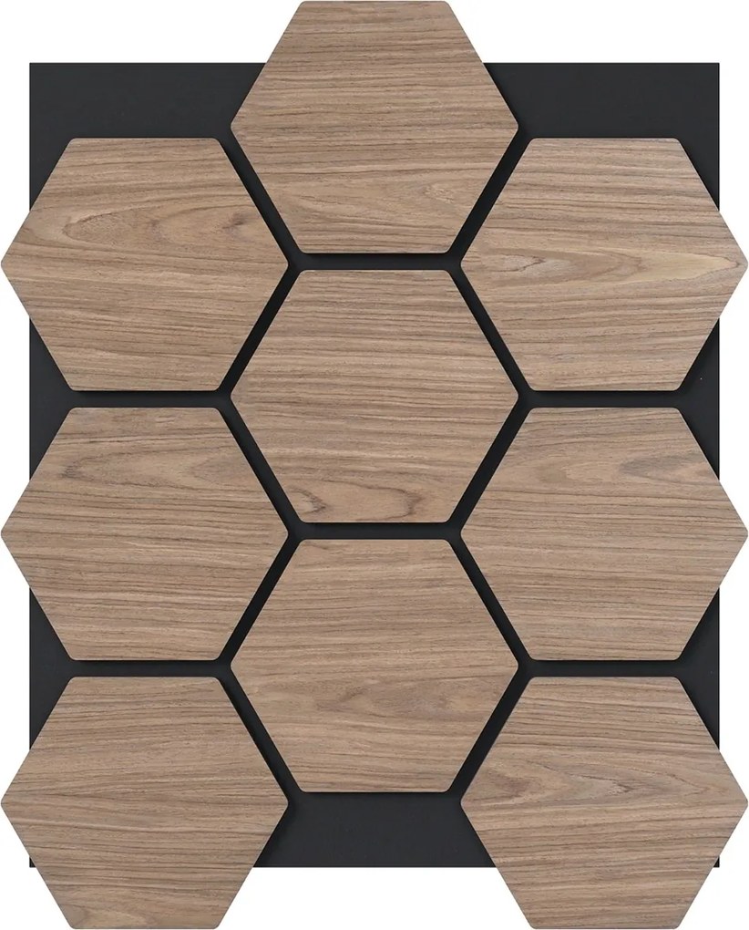 Conjunto de 4 painéis acústicos 81 x 66 cm com 9 painéis hexagonais de madeira absorvente de som para redução de ruído