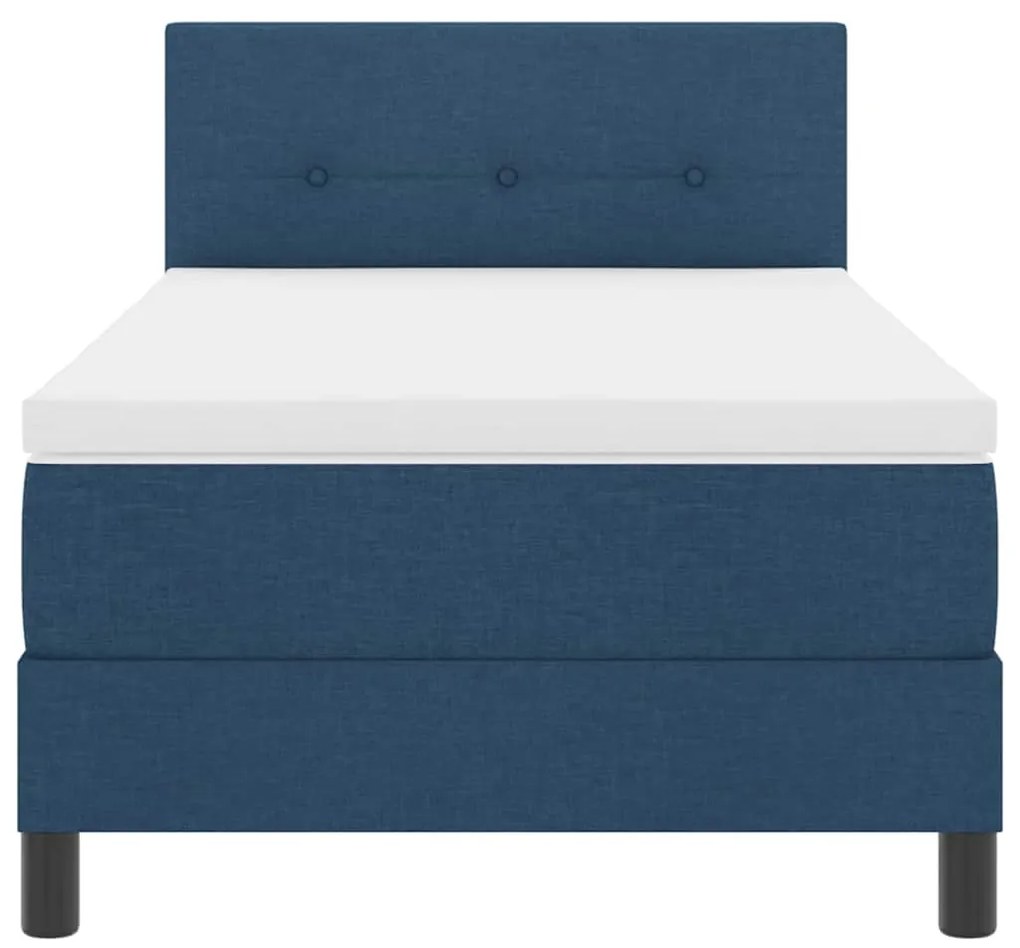 Cama Box Spring com Colchão Azul 80x200 cm Tecido