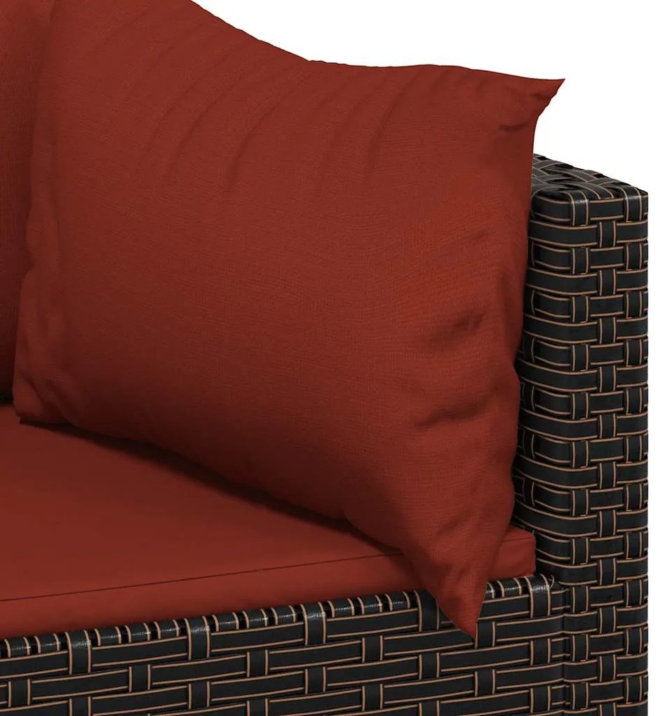 3 pcs conjunto lounge jardim c/ almofadões vime PE castanho