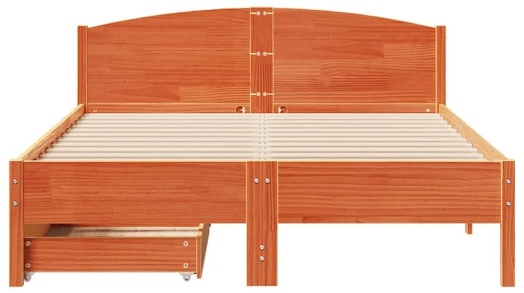 Cama sem colchão 140x190 cm pinho maciço castanho-mel