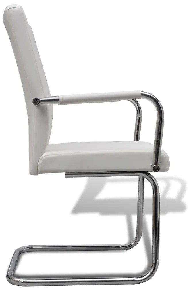 Cadeiras de jantar cantilever 4 pcs couro artificial branco