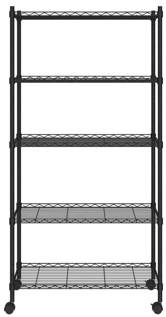 Unidade de 5 prateleiras com rodas 75x35x155 cm 250 Kg preto