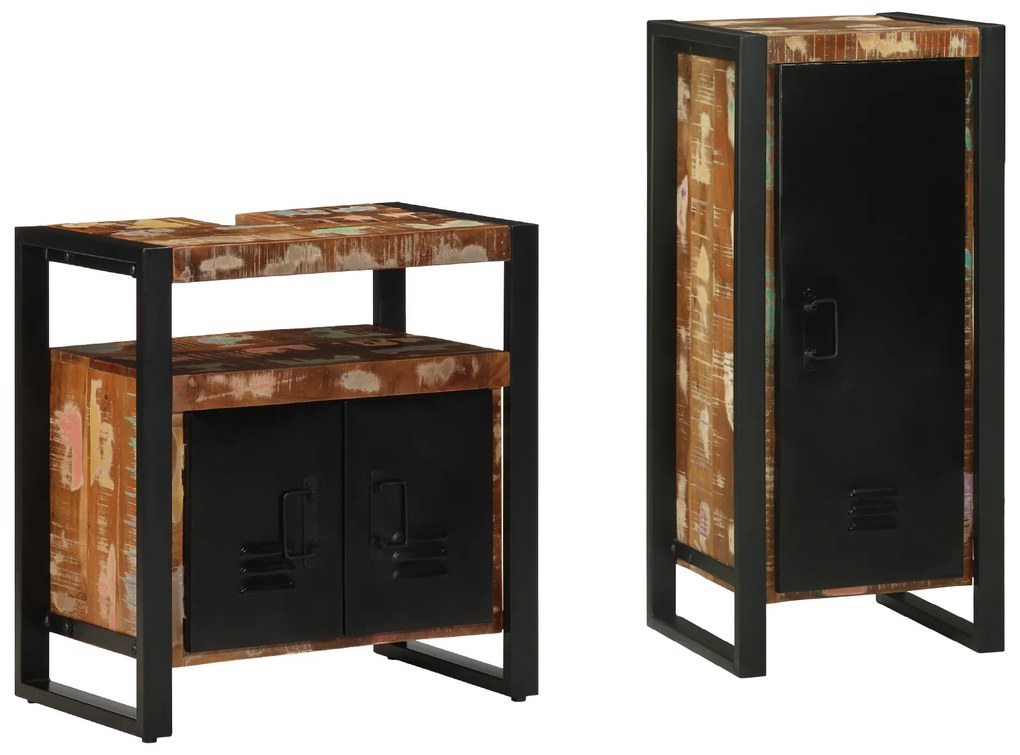 vidaXL Conjunto de Móveis para Banheiro com prateleira com armazenamento com porta 2 pcs