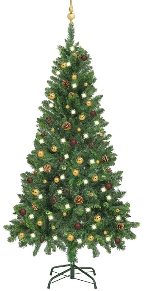 vidaXL Árvore Natal artificial pré-iluminada c/ bolas 150 cm verde