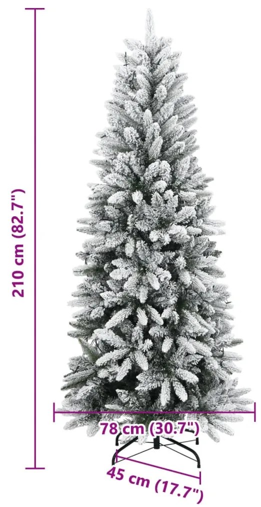 Árvore Natal artificial c/ 300 luzes LED e flocos de neve 210cm