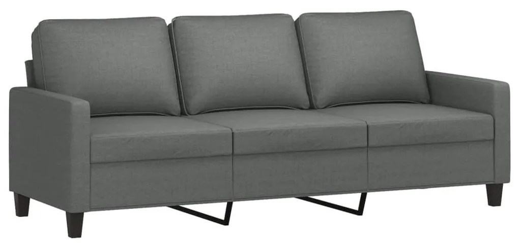 2 pcs conjunto de sofás com almofadões tecido cinzento-escuro