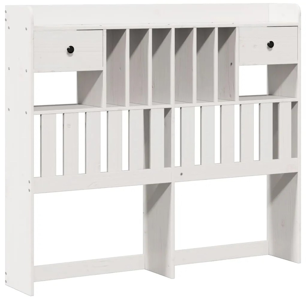 Cama com estante sem colchão 135x190 cm pinho maciço branco