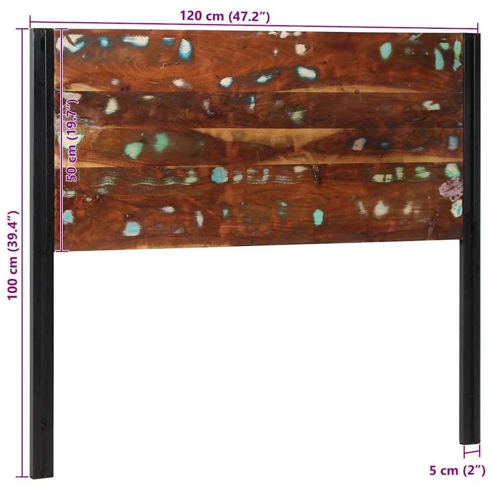Cabeceira de cama 120 cm madeira recuperada maciça/ferro
