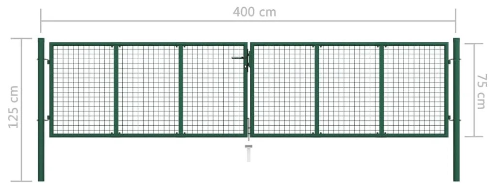 Portão de jardim em rede 390x75 cm aço verde