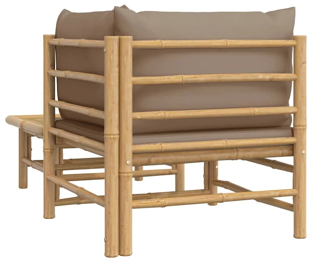 2 pcs conj. lounge jardim bambu almofadões cinzento-acastanhado
