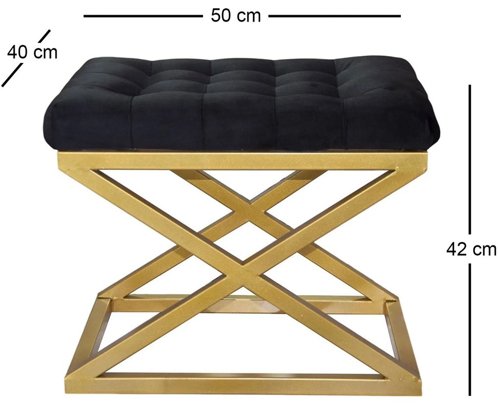 Pouffe Capraz – Dourado e Preto – 50x42x40 cm