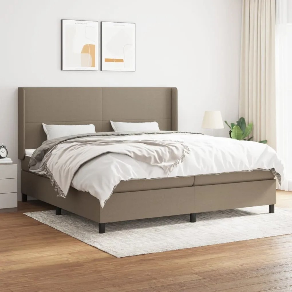 vidaXL Cama com molas/colchão 200x200 cm tecido castanho-acinzentado