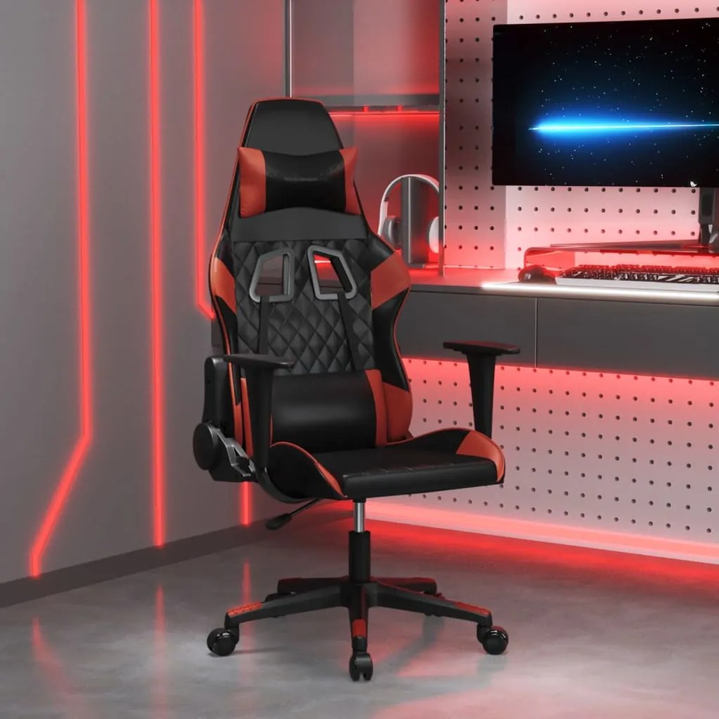 3143760 vidaXL Cadeira gaming couro artificial preto e vermelho tinto