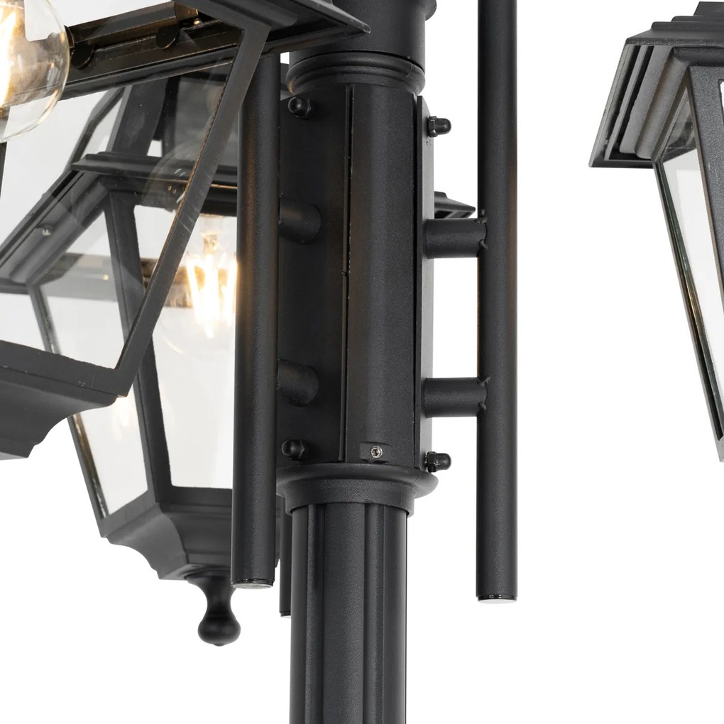Lanterna exterior clássica preta 235 cm 3-luzes IP44 - Berta