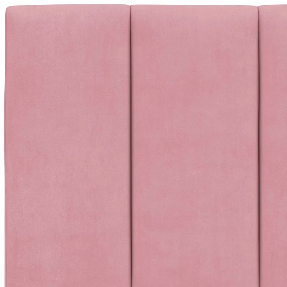 Estrutura de cama c/ luzes LED 160x200 cm veludo rosa