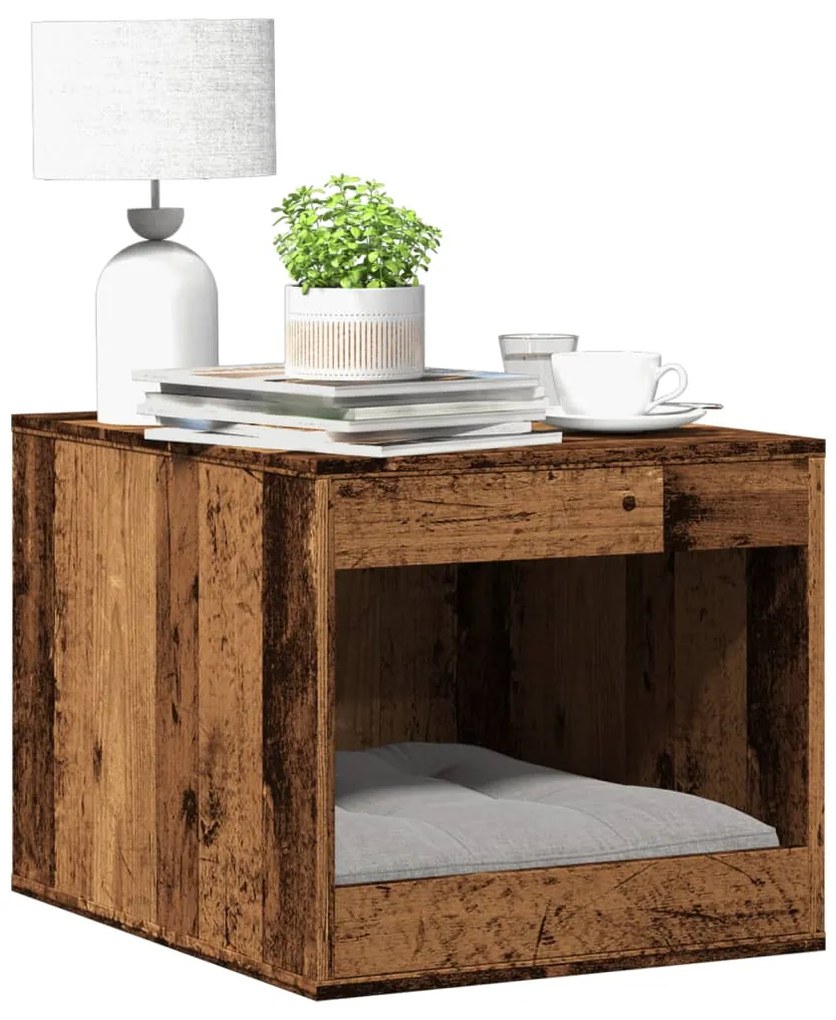 vidaXL Compartim. p/ caixa de areia gatos deriv. madeira madeira velha