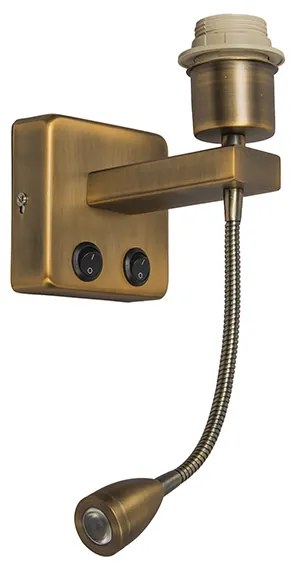 Candeeiro de parede bronze com LED e braço de leitura - Brescia Combi