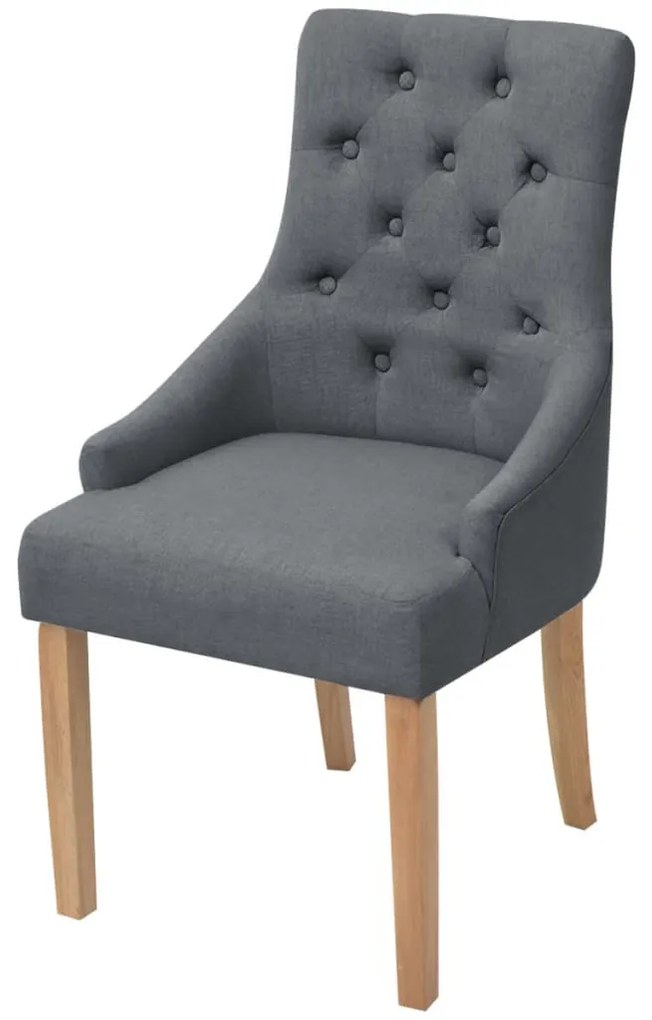 Cadeiras de jantar 4 pcs tecido cinzento-escuro