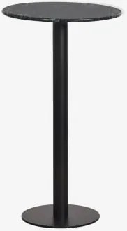Mesa Alta De Bar Redonda Ø60 Cm Em Pedra Natural Xiren Mármore Verde Big Flower - Preto - Sklum