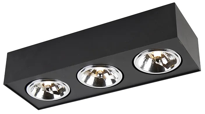 Design spot quadrado preto 3-luz - Kaya Moderno