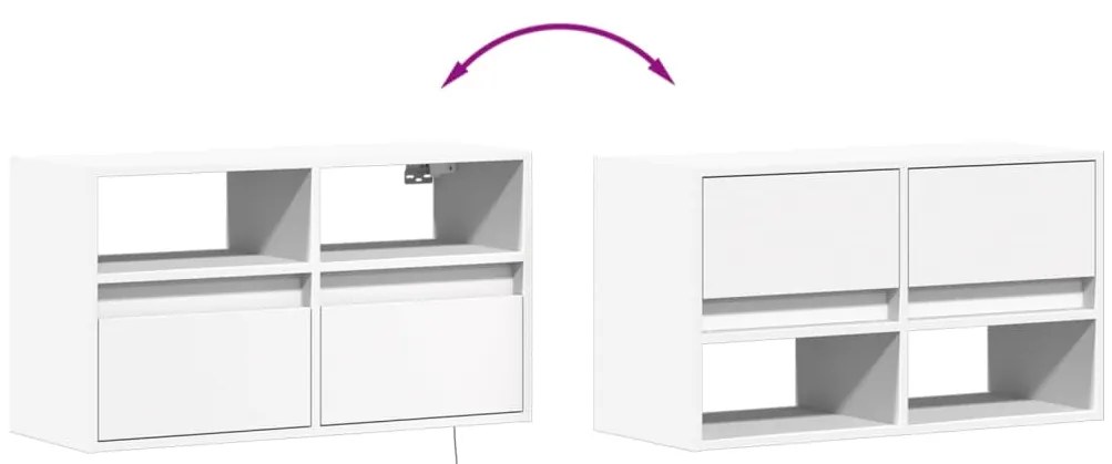 Móvel de parede para TV com luzes LED 80x31x45 cm branco