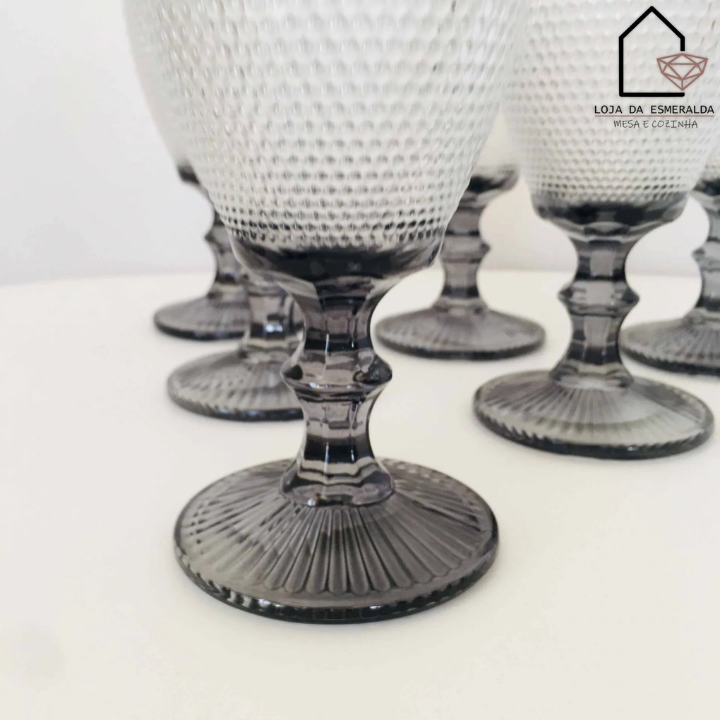 Conjunto 6 copos de Vinho | 2 Cores | Cinza