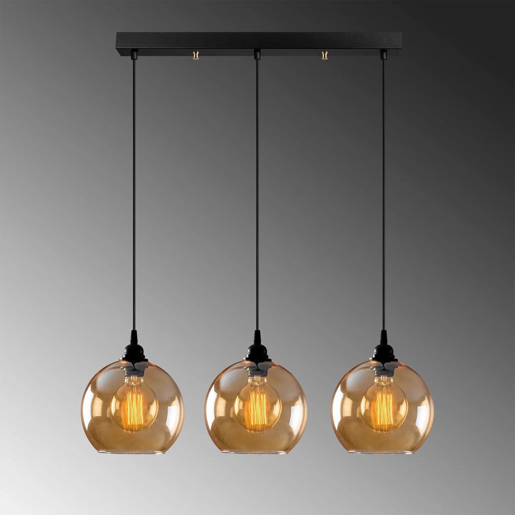 Candeeiro Suspenso Gold – Dourado e Preto – 70 x 20 cm