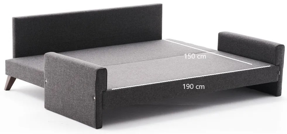 Sofá-Cama de 3 Lugares Bella – Antracite – 208 x 85 x 81 cm