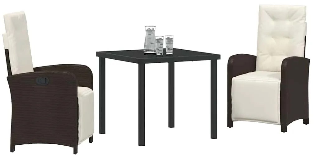 Conjunto de Jantar de Jardim com 3 peças da e almofadas em rattan sint